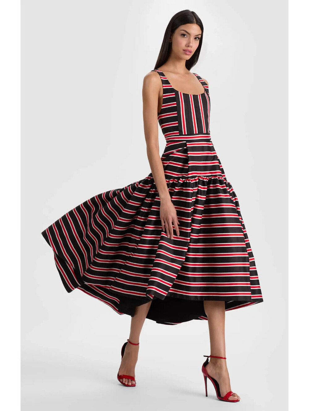 New, Alice + Olivia Diana Directional Stripe Structured Dress Sz 8 #LD592